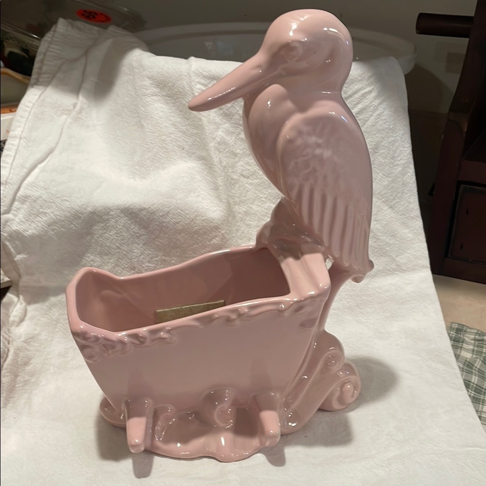 Pink Ceramic Bird Planter